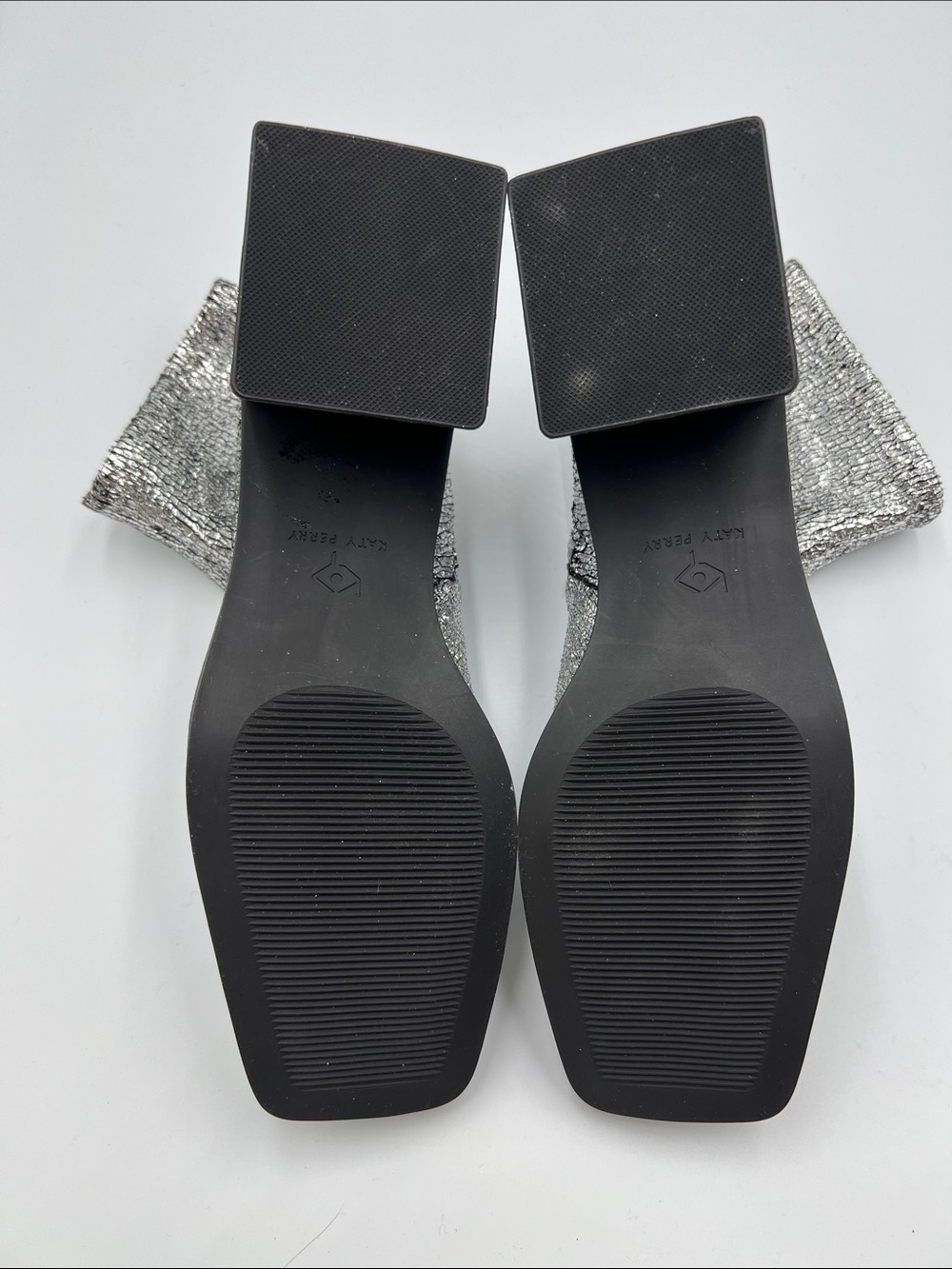 Katy Perry Lolette stretch ankle boot silver metallic block heel zipper new 7 - Picture 5 of 6